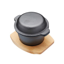 Mini covered cast iron cooking pot